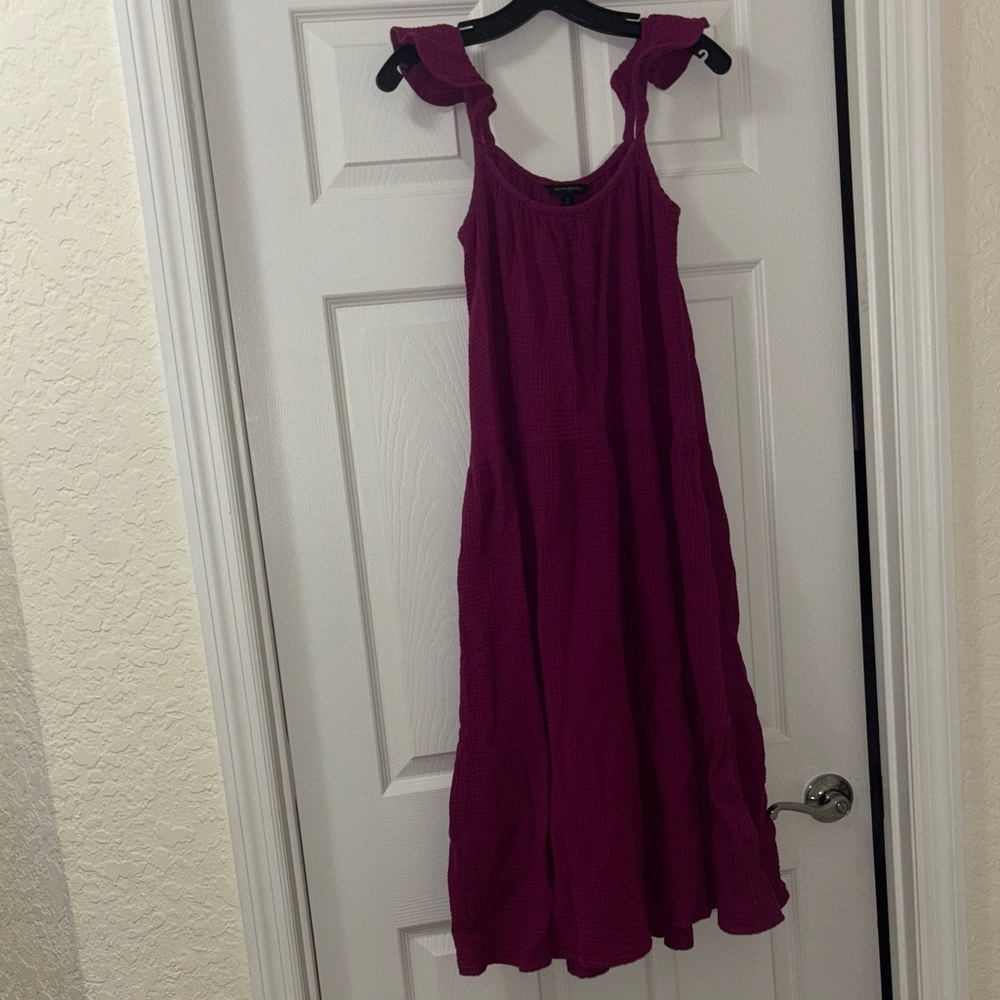 Banana Republic Fuchsia Ruffle Strap Midi Dress